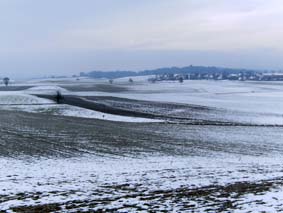 Beim Spaziergang Blick auf Felder